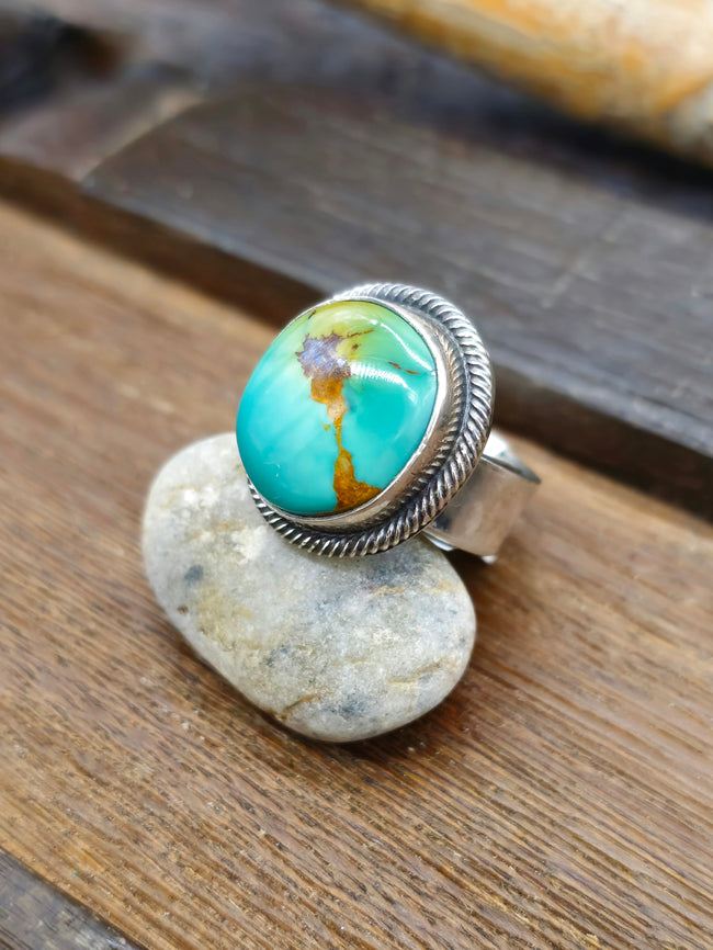 Leon Martinez Turquoise and Sterling Adjustable Ring