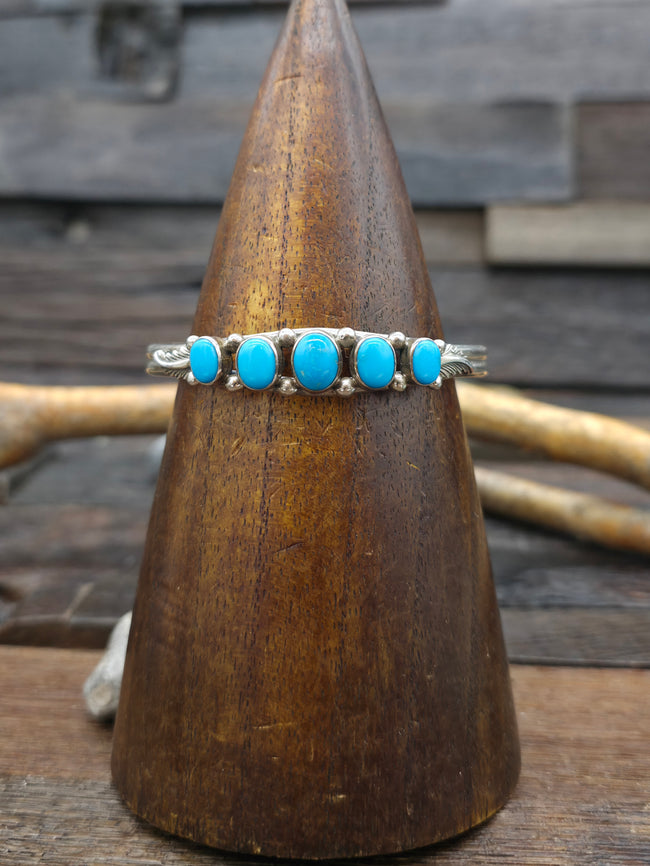 Five Stone Sterling Silver Turquoise Cuff - 6 3/4 in. W/Gap