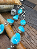 Sterling Silver and Sonoran Turquoise Lariat Necklace by Randall Endito - 24 in.