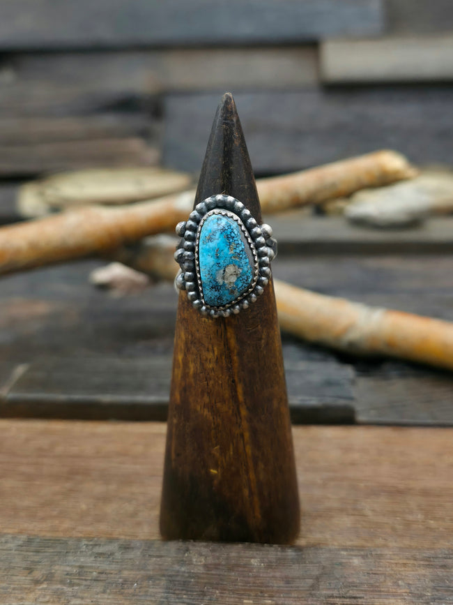Sterling Silver Kingman Turquoise Ring by LaRose Ganadanegro - Size 7