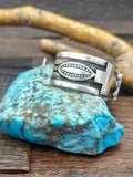 Stamped Sterling Silver Lapis Lazuli Cuff by Albert Jake - 7 in. with Gap