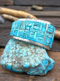 Turquoise Cobblestone Inlay Cuff by David Tune - 7 in. w/Gap
