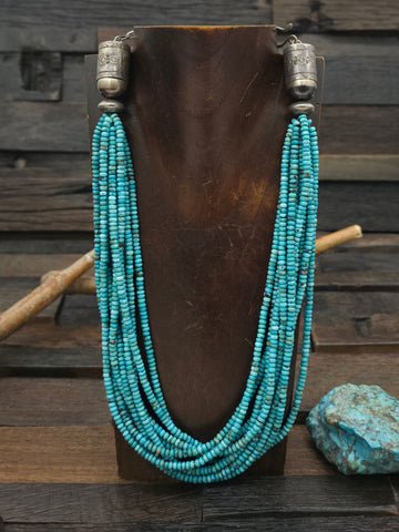 Oxidized Sterling Silver Saucer and Melon Bead Necklace - 20 in.