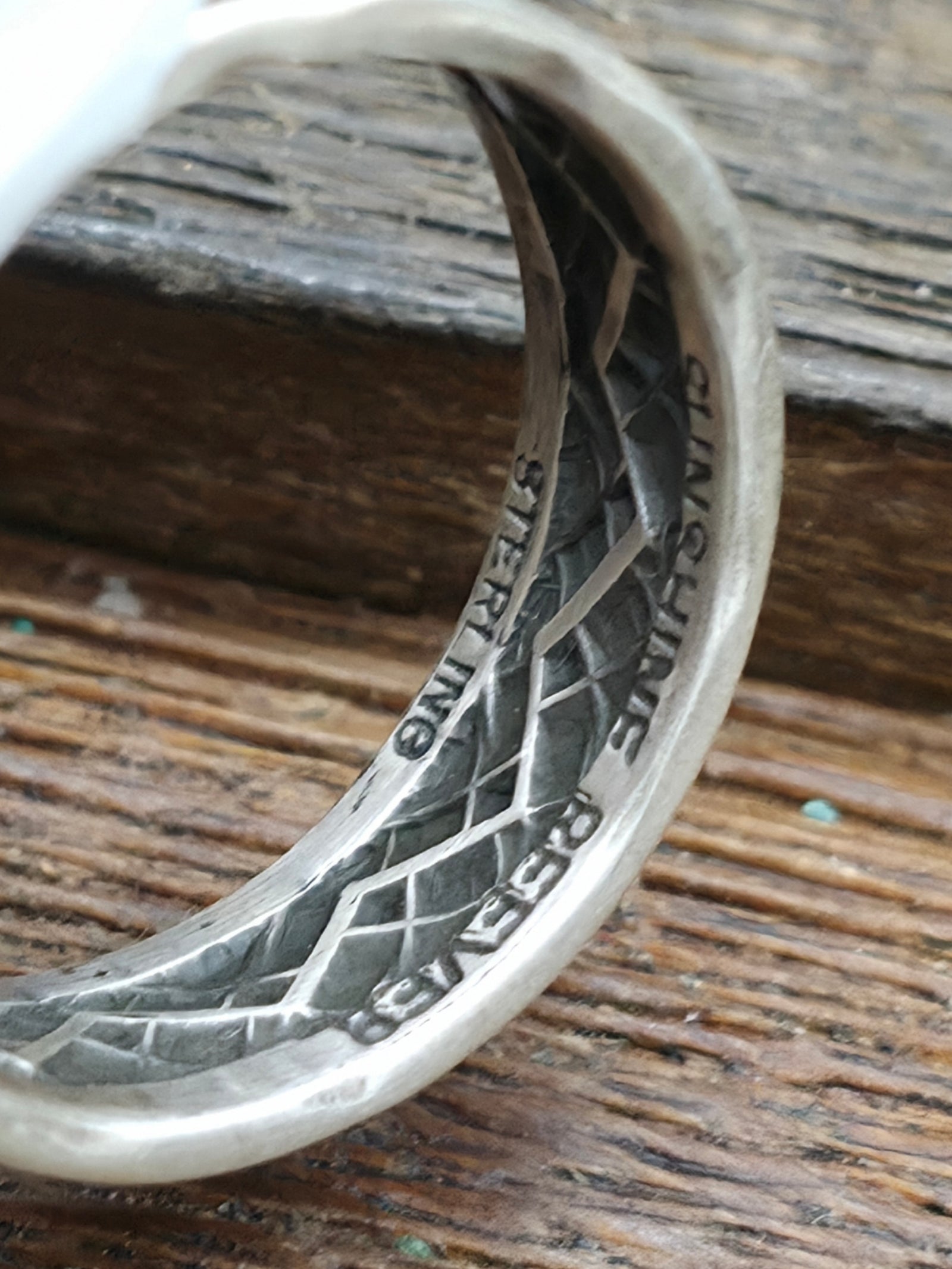 Sterling Silver Band Ring with Interior Stamp Work by Sunshine Reeves - Size 11 - Designs Vary