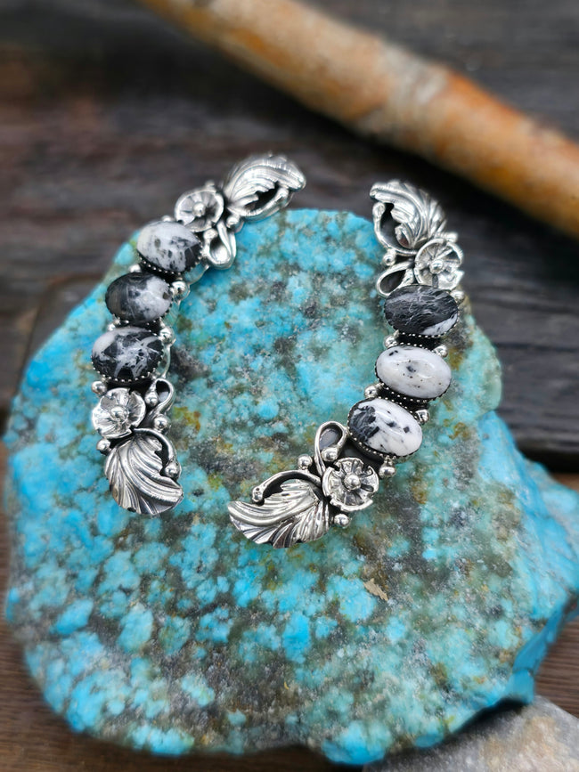 White Buffalo Sterling Silver Crawler Earrings by Gwendolyn Burnside