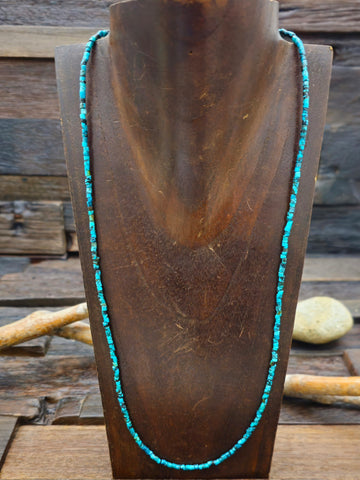 Pipestone, Jet, and Turquoise Heishi Necklace by Torevia Crespin - 20 in