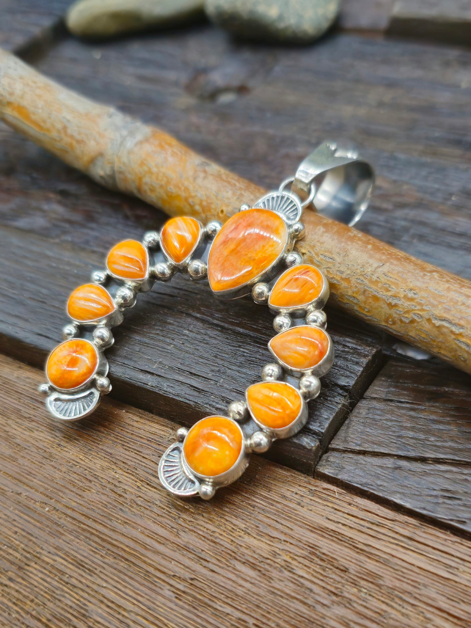 Orange Spiny Oyster Naja Pendant by C. Charley