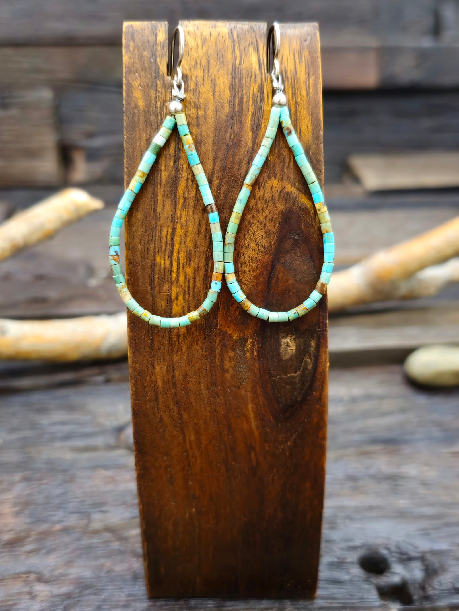 Fine Turquoise Heishi Loop Earrings