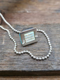 Sterling Silver Cobblestone Inlay Pyramid Pendant on 17 in. Ball Chain - Turquoise, Lapis, Onyx, Sugilite, Lab Opal