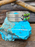 Two Row Green Turquoise Cuff by Paul Livingston - 6 1/2 in.