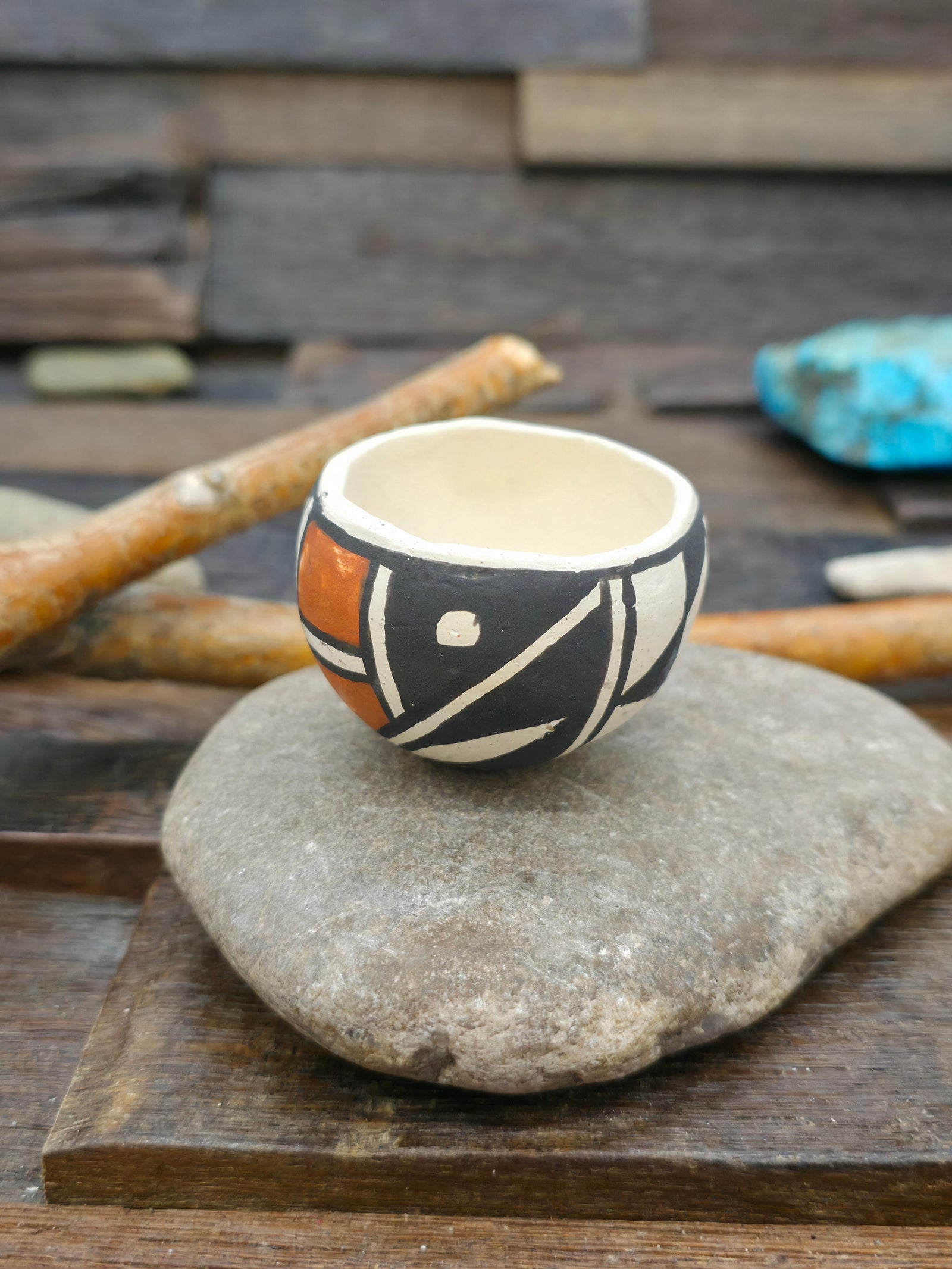 Mini Handmade Acoma Pot by Joyce Lucero - 1 1/2 in. by 1 1/2 in. by 1 1/2 in.