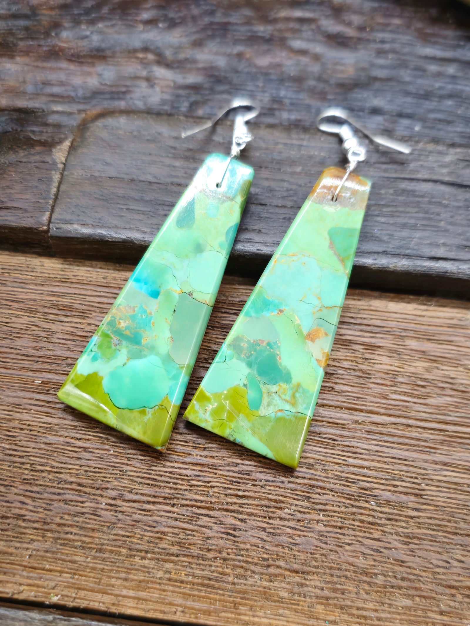 Green Turquoise Slab Earrings by Jameson Pete