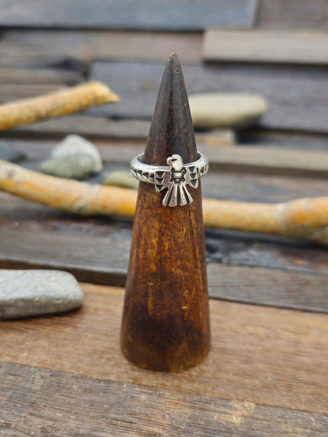 Sterling Silver Thunderbird Ring by Bo Reeves - Size 8