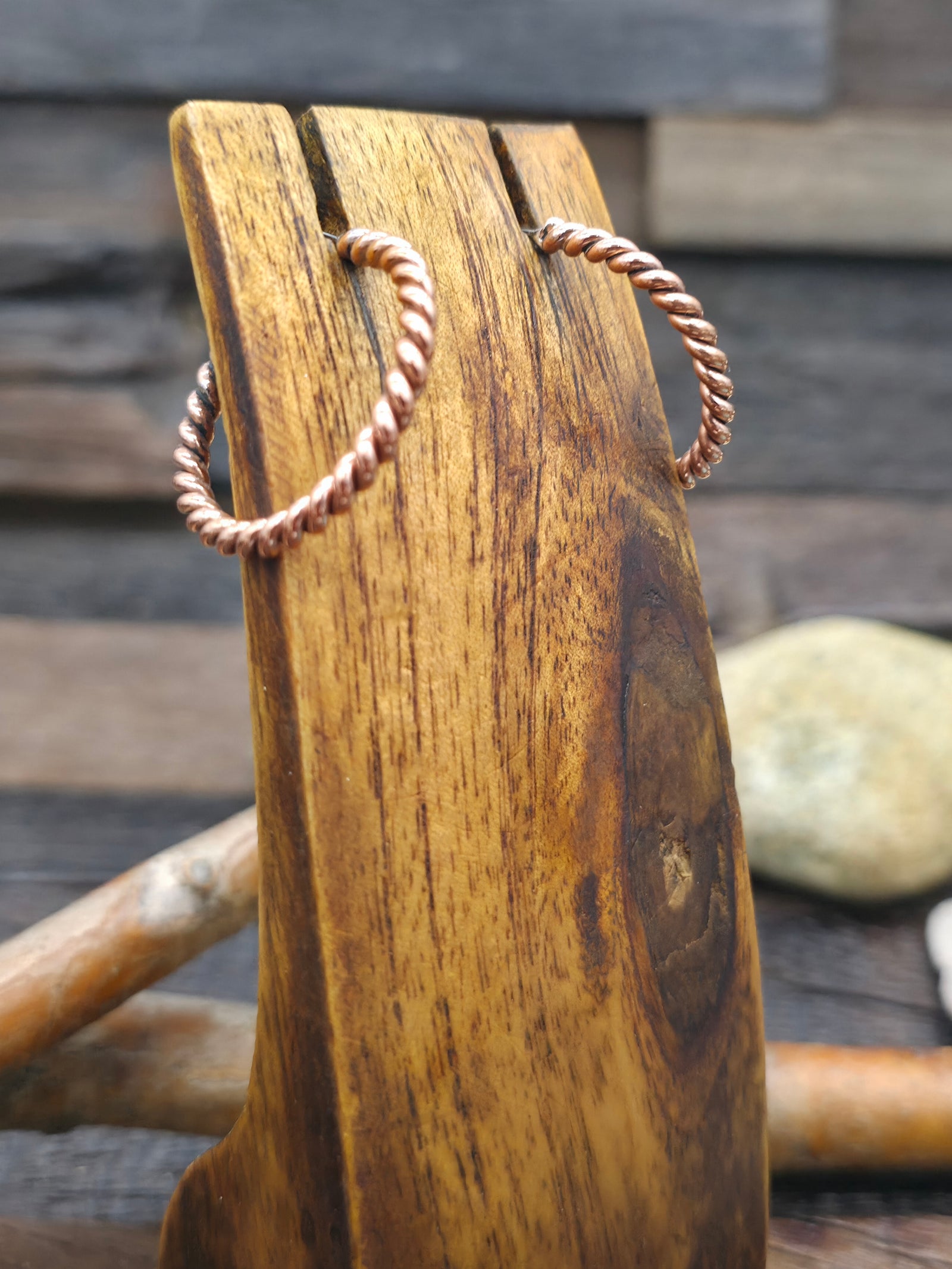 Copper Coil Hoop Earrings by Elaine Tahe - 1 in. Diameter