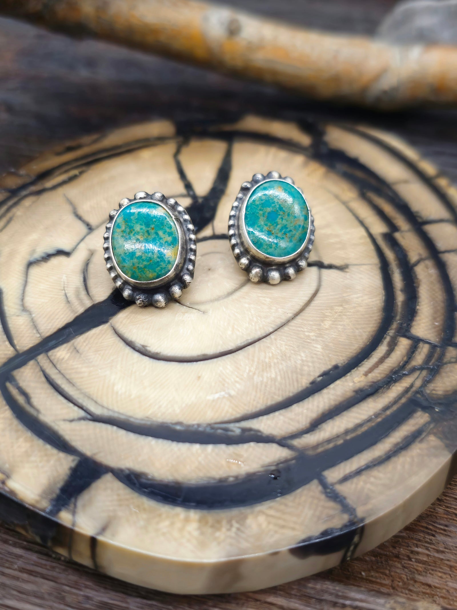 Blue-Green Turquoise Post Earrings by J. Frank