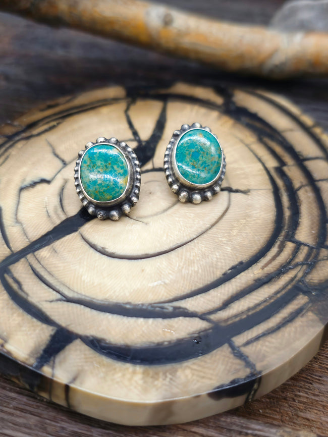 Blue-Green Turquoise Post Earrings by J. Frank