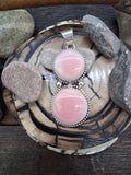Pink Conch and Sterling Silver Two Stone Pendant by Randy Billy