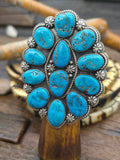 Sterling Silver Kingman Turquoise Cluster Ring by Kyle Wilson - Adjustable