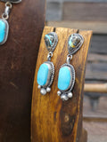 Sterling Silver Candelaria Ribbon Turquoise Lariat Necklace and Earring Set by LaRose Ganadanegro - 18 in.