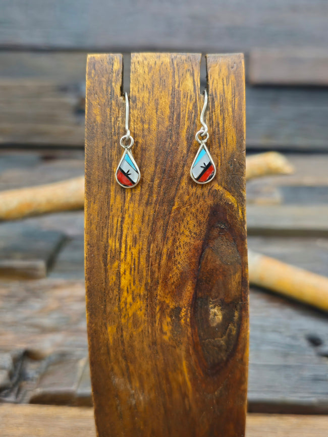 Mini Zuni Inlay Dangle Earrings by Reyenda Kallewstewa