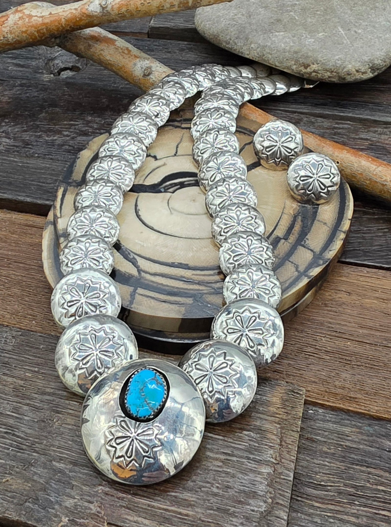 One-Stone High-Shine Sterling Silver Pillow Bead Necklace and Earring Set by Carol Smith - 22 in.