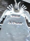 Stamped Sterling Silver Turquoise Katchina Pendant by F. Charley