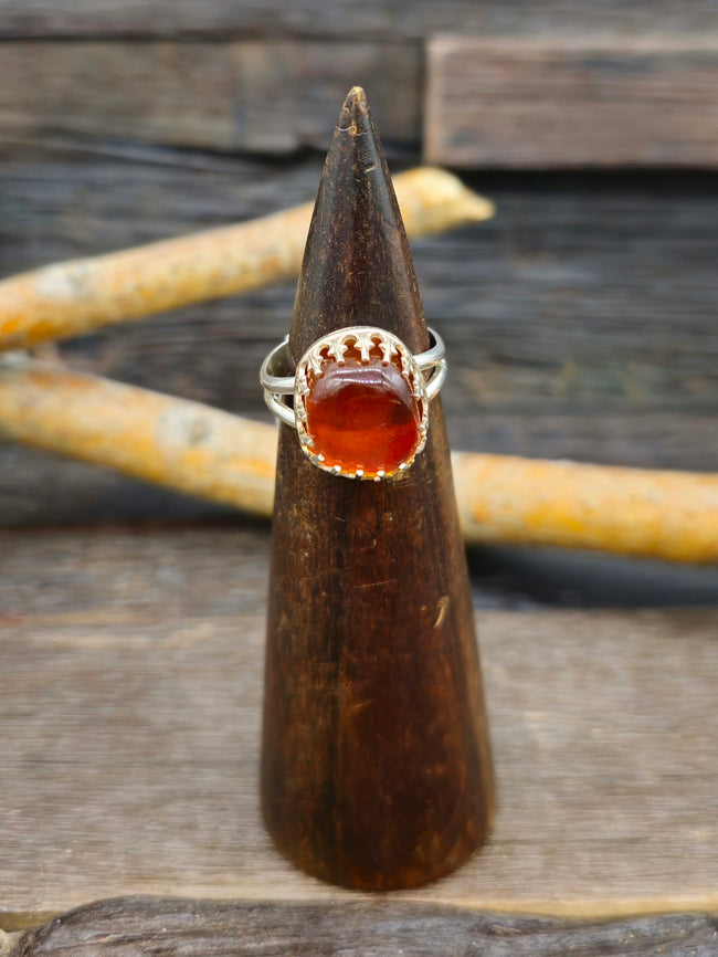 Sterling Silver Amber Ring by Jeff Lucio Size 8
