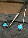 Sterling Silver Overlay with Water Web Kingman Turquoise Bolo Tie by Eugene Belone - 38 in.