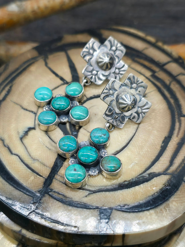 Santa Fe Cross Earrings with Stamped Santa Fe Cross Post by Rosella Paxton
