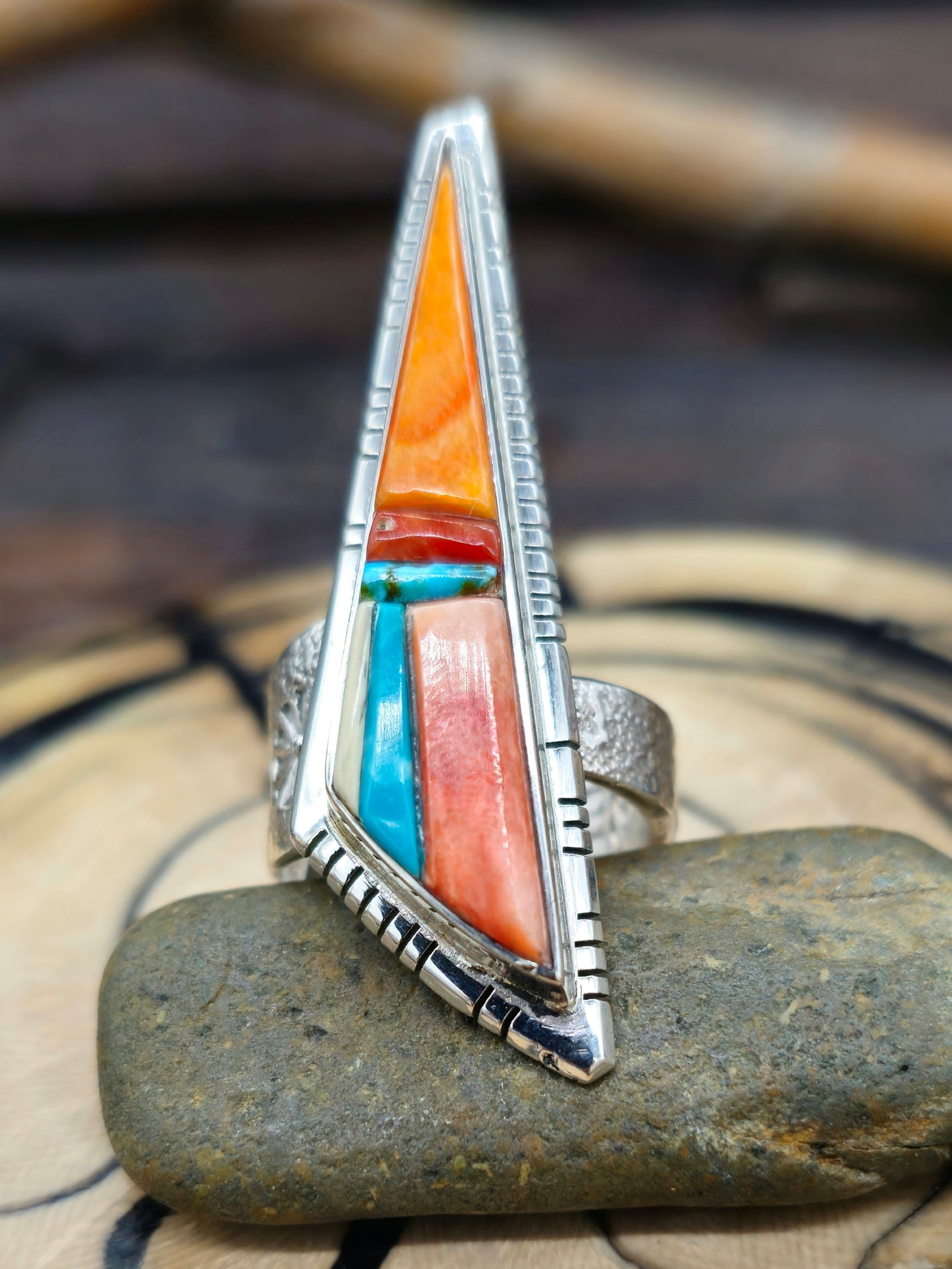Adjustable Cobblestone Inlay Ring by David Tune