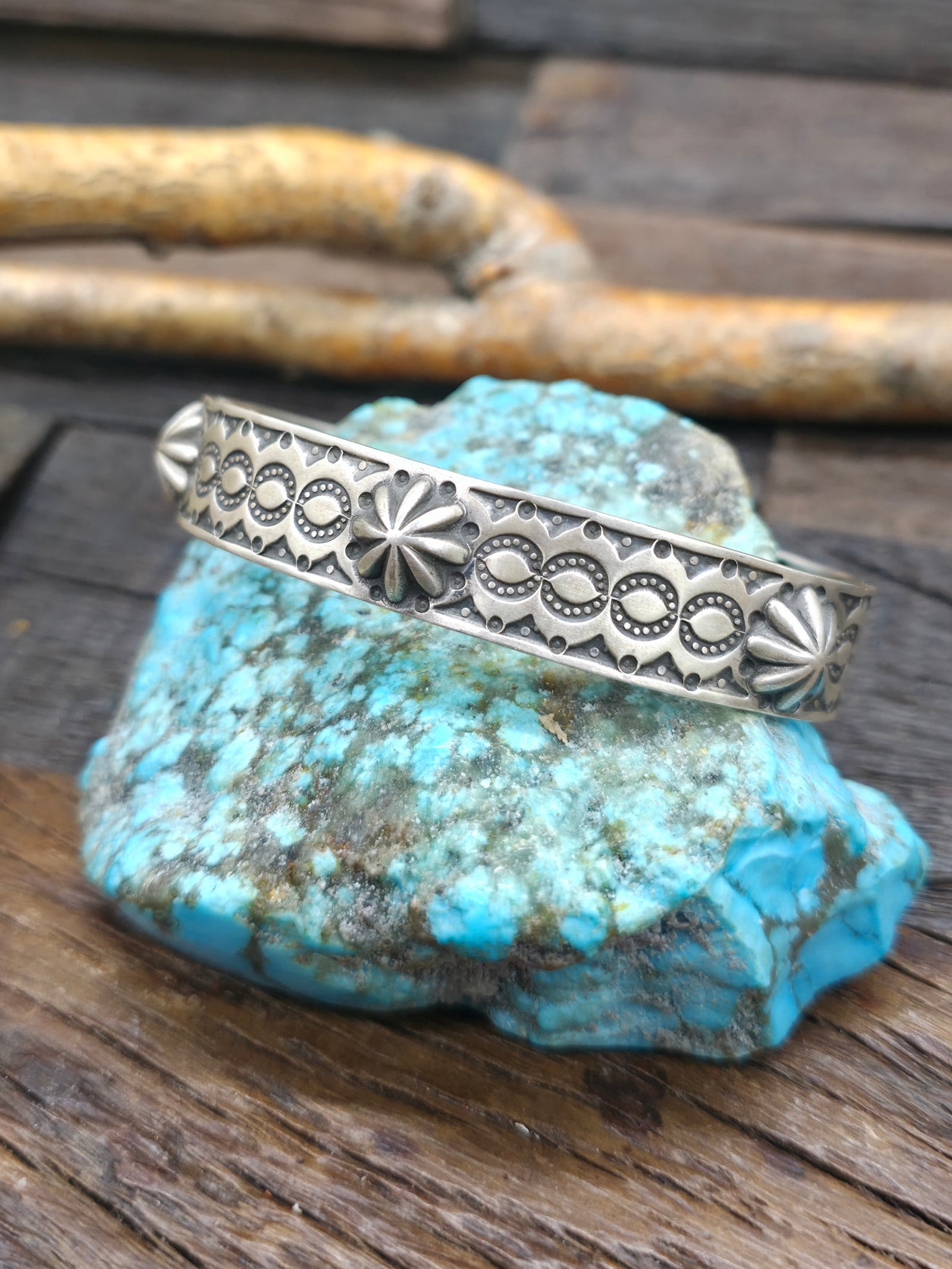 Stamped Sterling Silver Cuff Bracelet by Bo Reeves - 7 1/2 in. with Gap