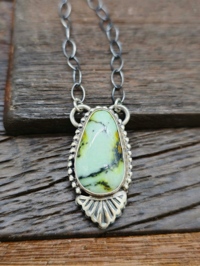 Palomino Pendant Necklace on Oxidized Sterling Chain by Danny Henio 18 in.