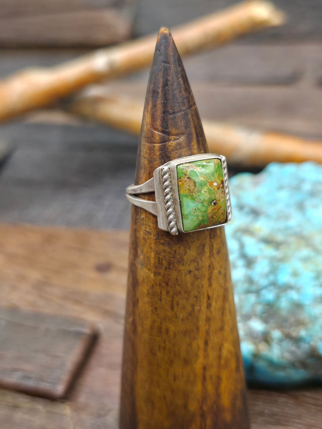 Sterling Silver Sonoran Turquoise Ring by "TR" - Size 9