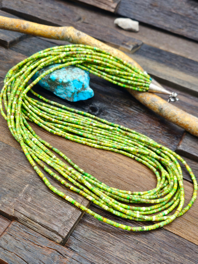 Eleven Strand Hubei Turquoise Heishi Necklace - 34 in.