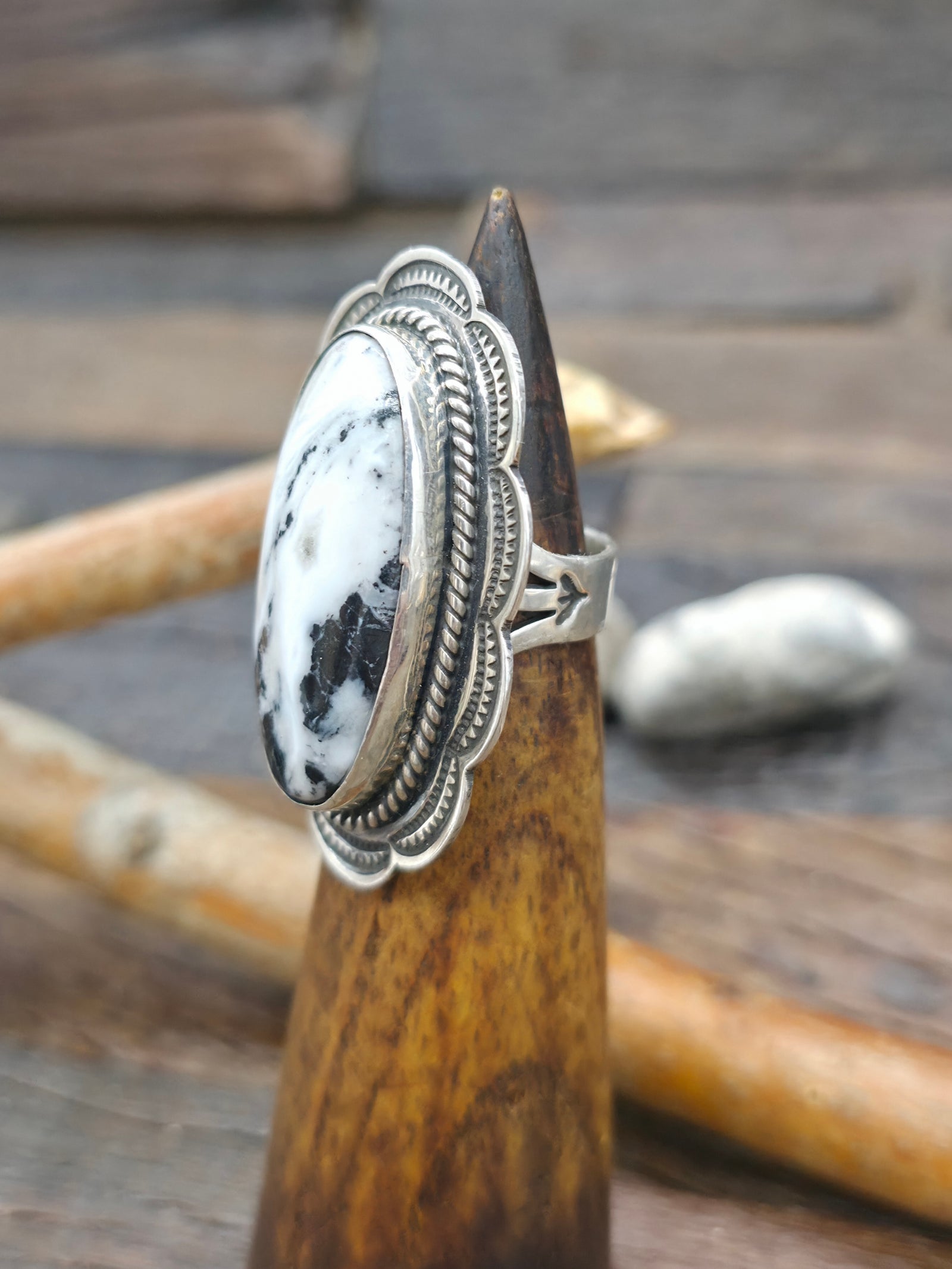 Sterling Silver White Buffalo Ring by Happy Piasso - Size 6 1/2
