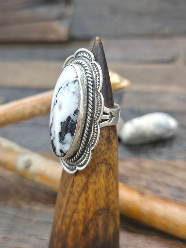 Sterling Silver White Buffalo Ring by Happy Piasso - Size 6 1/2