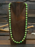 Hubei Turquoise Sterling Silver Bead Strand Necklace - 24 in
