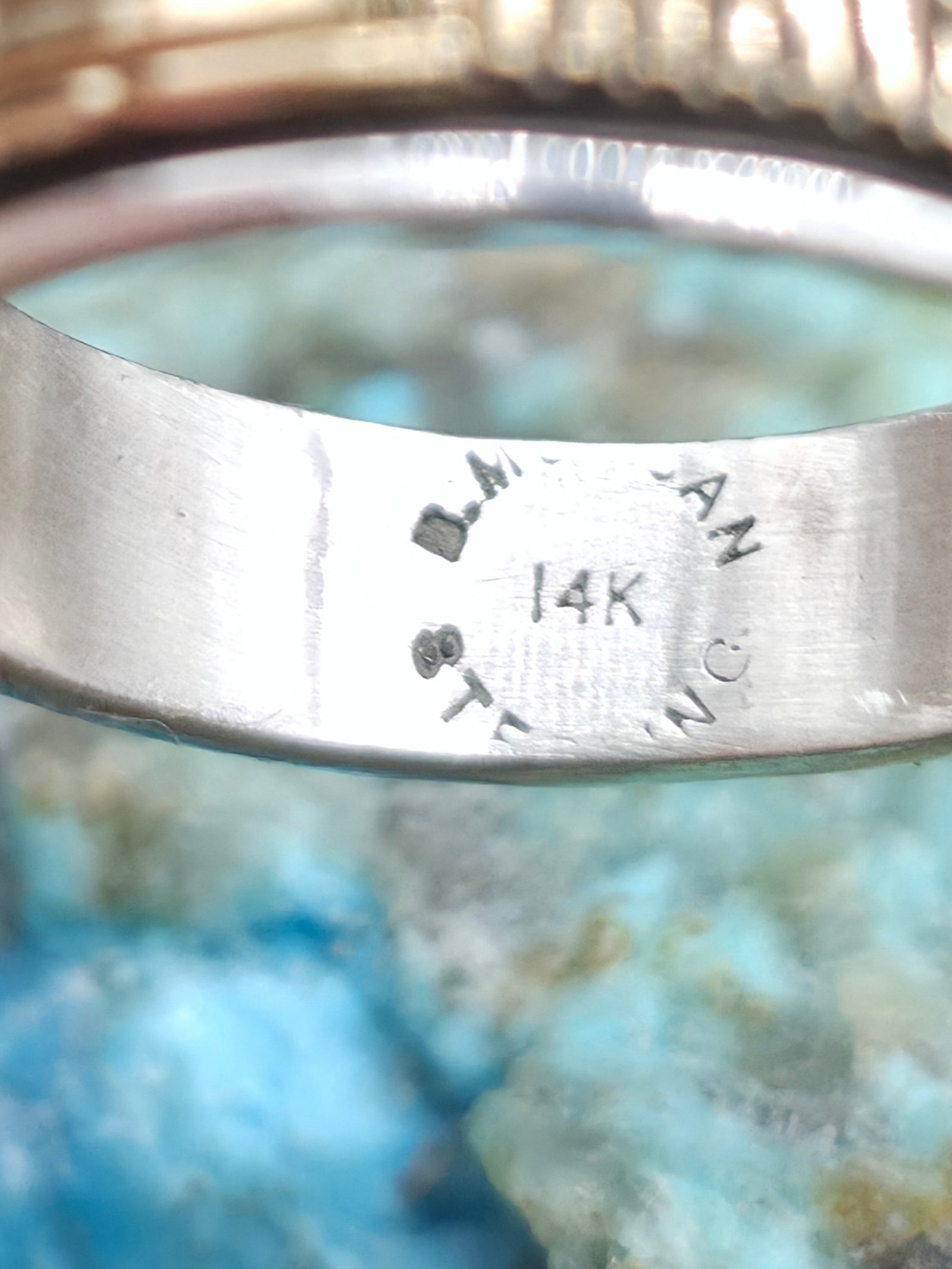 Sterling Silver 14K Gold Basketweave Band Ring by Bruce Morgan - Size 8