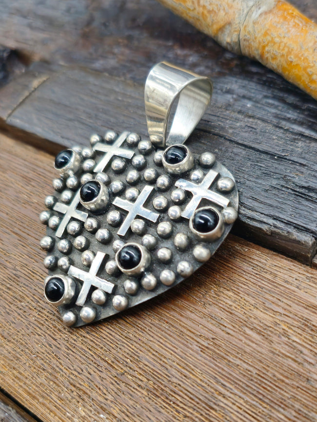 Heart Pendant with Onyx by Geneva Apachito