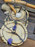 Sterling Silver and Charoite Lariat Necklace with 1916 Quarter - 18 in.