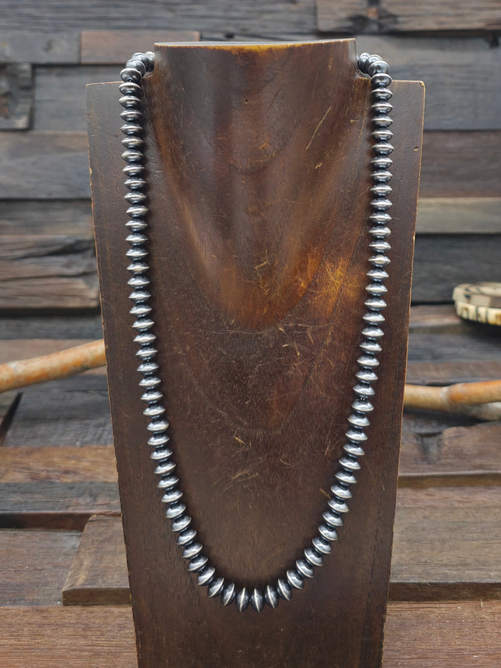 Oxidized Sterling Silver Saucer Bead Necklace by Lavinia Dawes - 20 in. 8 mm