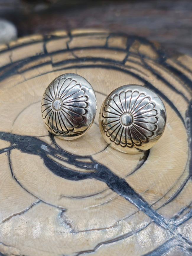 Sterling Silver Half Dome Post Earrings by Marie Yazzie