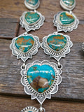 Sterling Silver Nevada Turquoise Heart Lariat Necklace by Charles Johnson - 25 in. with 4 in. Drop