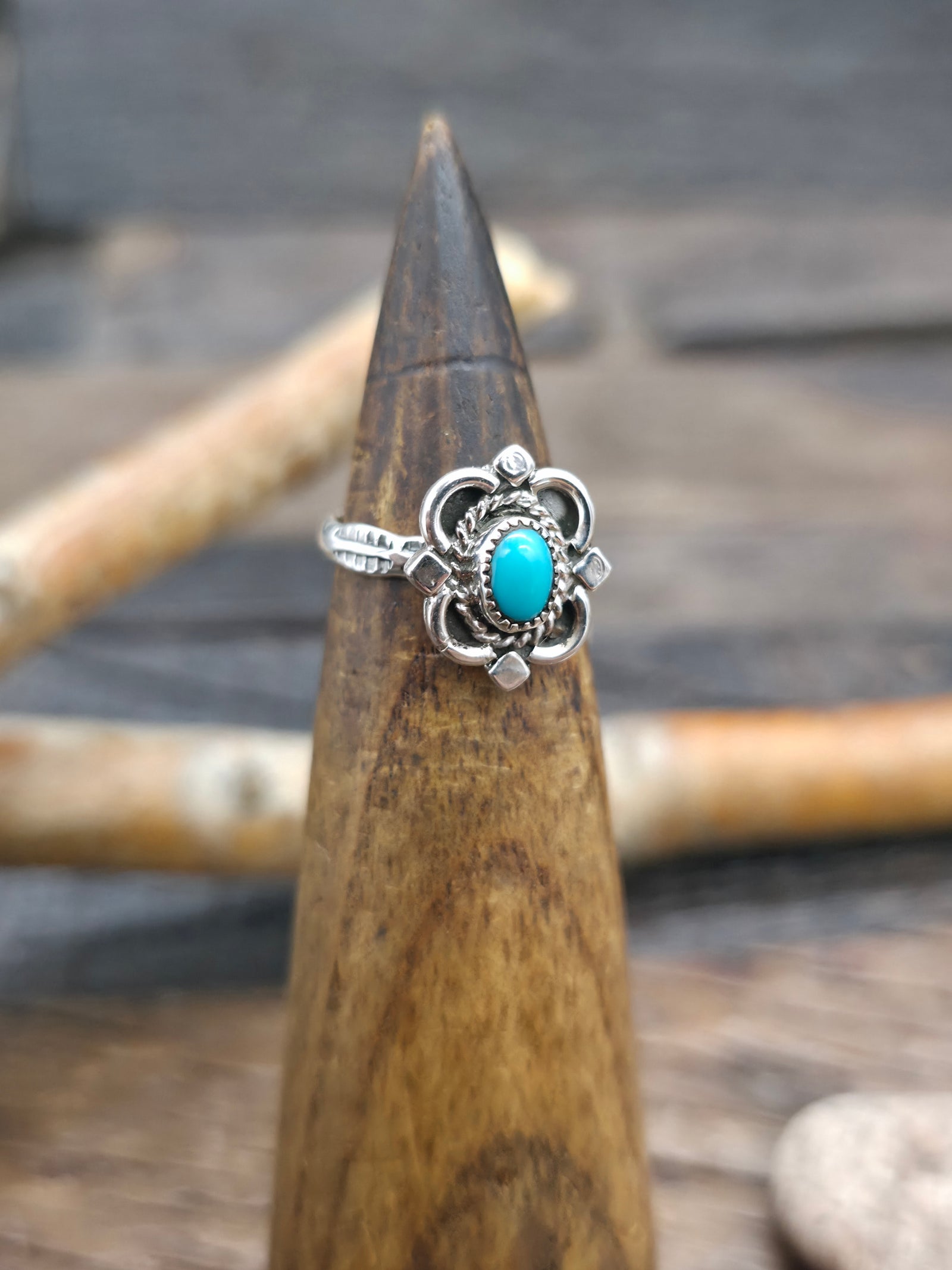 Sterling Silver Turquoise Ring by Hiram Largo - Size 5