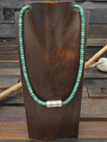 Sky Horse Turquoise Necklace with Stamped Sterling Silver Barrel Bead by Louise Joe - 20 in