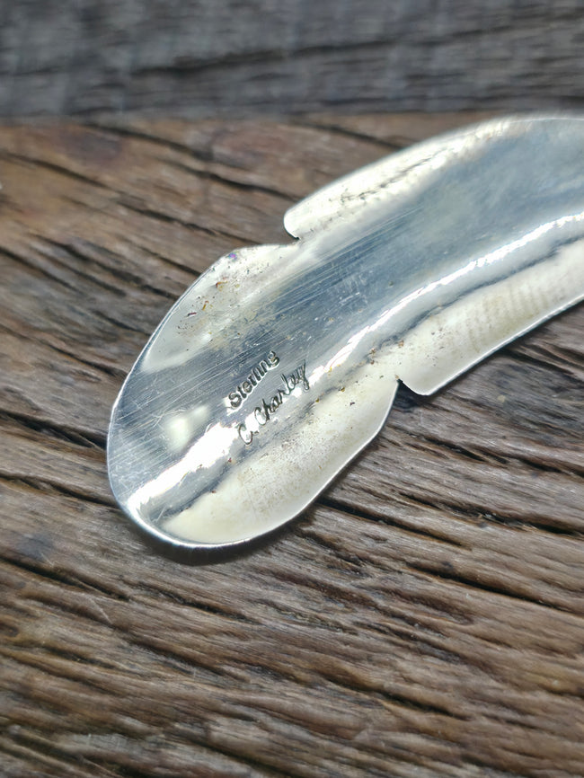 High Shine Sterling Silver Feather Earrings by Chester Charley