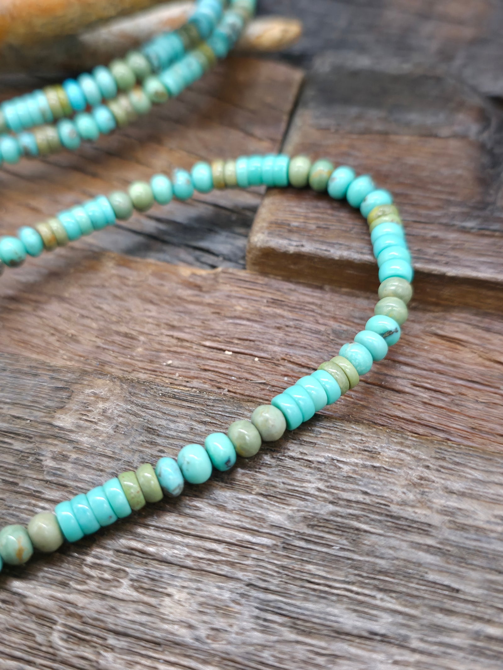 Extra Long Sonoran Turquoise Bead Necklace - 60 in.