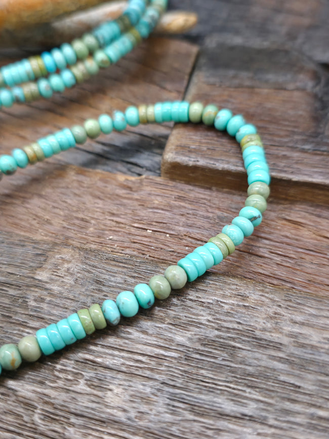 Extra Long Sonoran Turquoise Bead Necklace - 60 in.