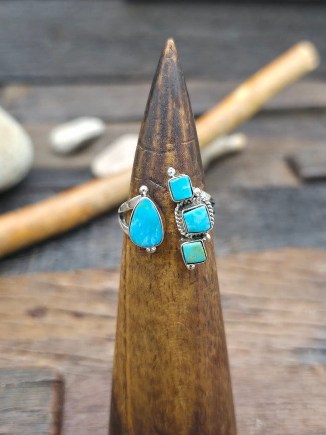 Sterling Silver Turquoise Wraparound Ring by Sheena Jack - Adjustable