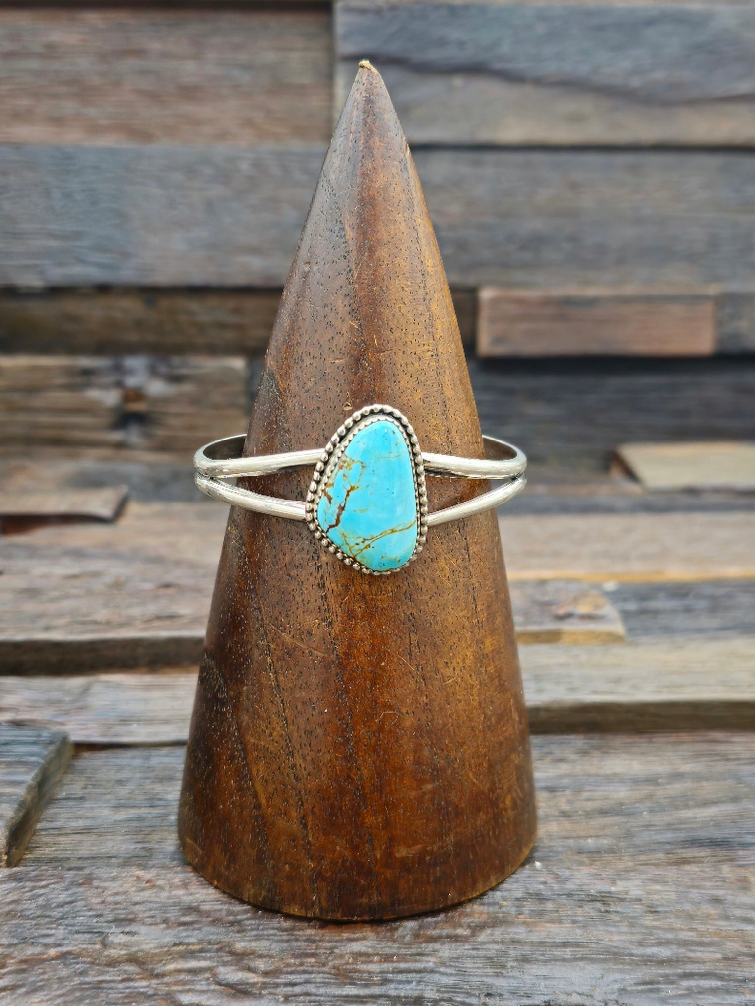 Turquoise Single Stone Cuff Bracelet by Rosella Paxton